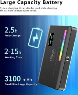 Luz de vídeo ULANZI VL120 RGB, Luzes de vídeo de bolso LED On-Camera — imagem 7