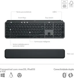 Combo Teclado e Mouse Sem Fio MX Keys S com Apoio para as Mãos — imagem 6
