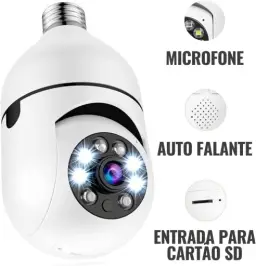 Câmera Segurança Lâmpada Ip Wifi 360° Full HD Yoosee Inteligente Prova D'água — imagem 6