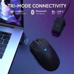 Mouse Gamer ATTACK SHARK X11 Sem Fio Tri-Mode (2.4G/Bluetooth/USB) Com Base RGB — imagem 9