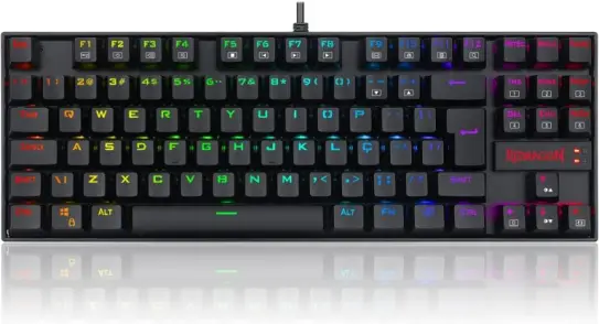 Teclado Magnético Gamer Redragon Kumara PRO K552RGB USB RGB Preto Switch Marrom