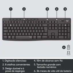 Combo Teclado e Mouse sem fio Logitech MK295 com Digitação e Clique Silencioso — imagem 7