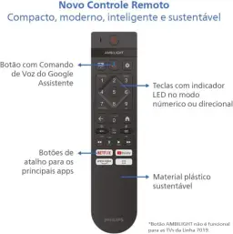 PHILIPS, Smart TV, 65'' 4K UHD, 65PUG7019/78, Google TV, Comando de Voz, HDR — imagem 7