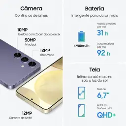 Smartphone Samsung Galaxy S24+, Galaxy AI, Selfie de 12MP, Tela de 6.7" 1-120Hz — imagem 4