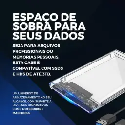 Case para HD transparente, Usb 3.0, transmissão 6gbps, Sata 2.5", Hhd ou Ssd — imagem 2