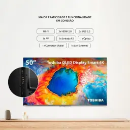 Smart TV QLED 50" 4K Toshiba 50C450NS Google TV 3 HDMI 2 USB Wi-Fi - TB034M — imagem 7
