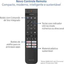 PHILIPS Smart TV, 55" 4K, 55PUG7300, Comando de Voz, Bluetooth, HDR — imagem 10