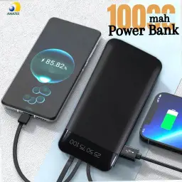 Carregador Portátil Power Bank Universal 10000mAh 3 Cabos Integrados Design — imagem 2