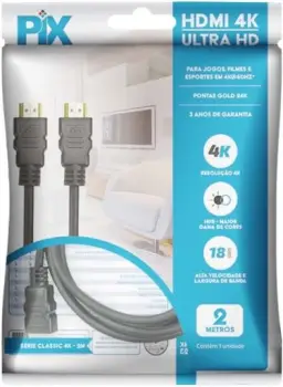 PIX Cabo Hdmi 2.0 4K Hdr 19P 2M Pix Gold, Preto — imagem 8