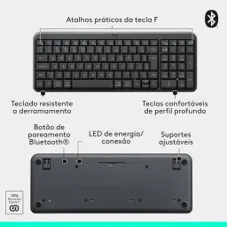 Combo Teclado e Mouse Sem Fio Logitech MK250 Bluetooth com Conectividade Rápida — imagem 8