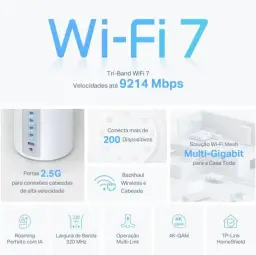 TP-Link BE11000 Tri-Band Whole Home Mesh WiFi 7, até 11 Gbps, MLO, 320 MHz — imagem 3