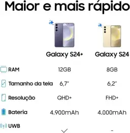 Smartphone Samsung Galaxy S24, Galaxy AI, Selfie de 12MP, Tela de 6.2" 1-120Hz — imagem 5