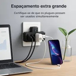 Extensão Elétrica Tomada, Régua Tomada, Régua de Energia, Adaptador Tomada — imagem 2