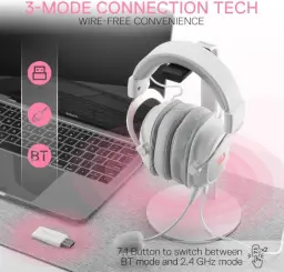 Headset Gamer Redragon Zeus Pro Branco Sem Fio, Bluetooth, Sorround 7.1 — imagem 3