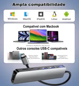Hub USB-C 7 em 1, Adaptador Multiportas com HDMI 4K 60Hz, 2 Portas USB 3.0 — imagem 7