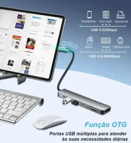 Hub USB-C 7 em 1, Adaptador Multiportas com HDMI 4K 60Hz, 2 Portas USB 3.0 — imagem 6
