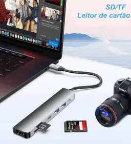Hub USB-C 7 em 1, Adaptador Multiportas com HDMI 4K 60Hz, 2 Portas USB 3.0 — imagem 4