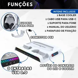 Suporte Cooler de Resfriamento RGB Carregador Controle Compatível com Console — imagem 8