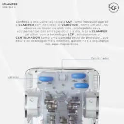 Protetor Contra Surtos Elétricos (DPS) CLAMPER 127/220V, 10 Amperes, 3 Pinos — imagem 6