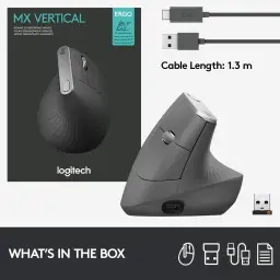 Mouse sem fio Logitech MX Vertical com Design Ergonômico para Redução de Tensão — imagem 10