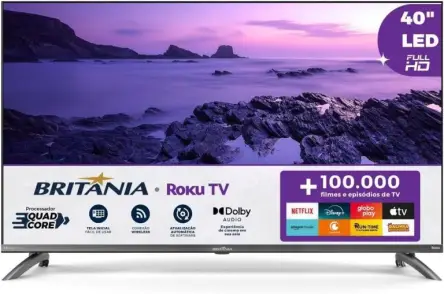Smart TV 40" Britânia Roku TV LED Dolby