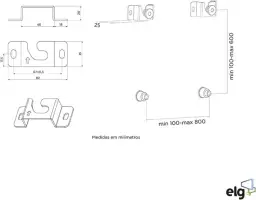 Suporte Fixo Universal de Parede ELG UNI100 para TVs 14" a 100" até 100kg — imagem 3