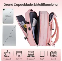 Romantic Crown Mochila de Viagem Expansivel Masculina Feminina — imagem 7