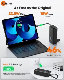 Basike Power Bank 30000mAh, Carregador Portátil com Carregamento Rápido — imagem 4