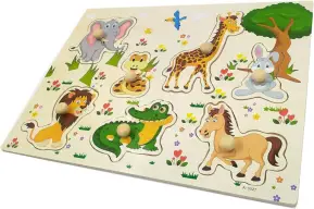 Quebra Cabeça Animais Infantil Madeira Com Pinos — imagem 6
