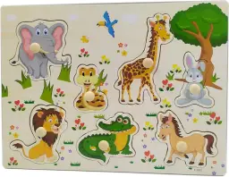 Quebra Cabeça Animais Infantil Madeira Com Pinos — imagem 4