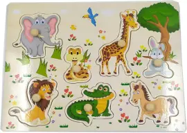 Quebra Cabeça Animais Infantil Madeira Com Pinos — imagem 5