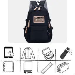 Mochila Masculina Feminina Notebook Viagem Trabalho Escola Escolar Preta Grande — imagem 7