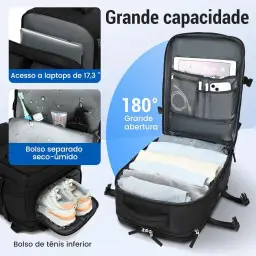 Mochila de Viagem Expansivel Grande Masculina Feminina — imagem 4
