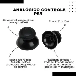 Botões Analógicos de Reposição para Controle PS5 DualSense, Preto (10) — imagem 4