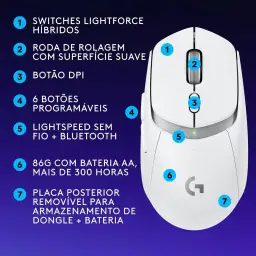Mouse Gamer sem fio Logitech G309 LIGHTSPEED com Switches LIGHTFORCE — imagem 8