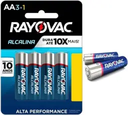 Pilha, Rayovac, Alcalina 208013, Azul, AA, Pequena, Pacote de 4 — imagem 4