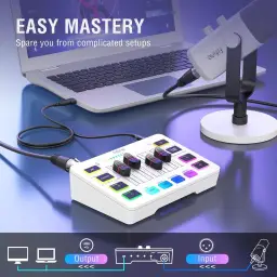 FIFINE Mixer de áudio, mixer para PC de streaming de jogos com controle — imagem 8