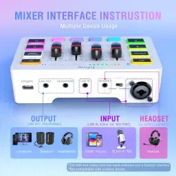 FIFINE Mixer de áudio, mixer para PC de streaming de jogos com controle — imagem 4