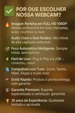 Top 1 Webcam Premium Full HD 1080p com Microfone, USB Plug & Play — imagem 4