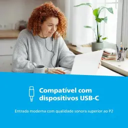 PHILIPS, Fone de Ouvido com Microfone, TAE2146BK/00, Com fio USB-C de 1 — imagem 8