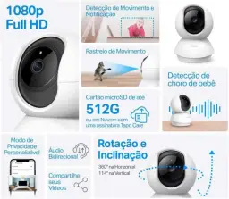 TP-Link Tapo C200, Camera de Segurança Wi-Fi 360º, 1080p Full HD, Visão Noturna — imagem 2