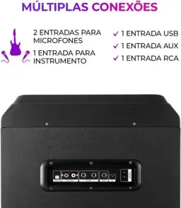 Torre de Som AIWA T2W-02 2300W 2Woofers10" Bluetooth RGB USB FM DJ — imagem 7