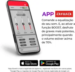 Torre de Som AIWA T2W-02 2300W 2Woofers10" Bluetooth RGB USB FM DJ — imagem 6