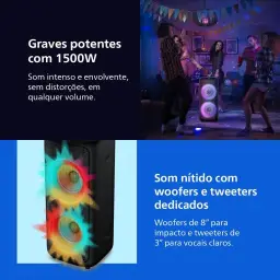 PHILIPS, Caixa de Som Bluetooth Party Speaker, TAX4000/78, com Luzes LED — imagem 2