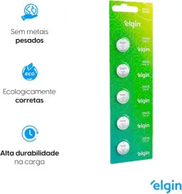 Bateria de Lítio CR2032 Cartela com 5 unidades 3v Elgin - Moeda — imagem 3