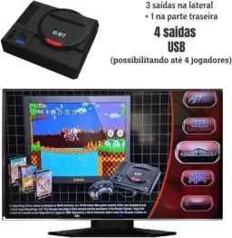 Mini Console Mega Drive Super 3D Games com 130 mil Jogos Retro e 2 Controles - — imagem 4