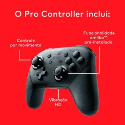 Nintendo, Controle Nintendo Switch, Pro, Sem Fio, Vibração HD — imagem 2
