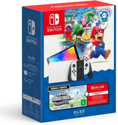 Bundle Nintendo Switch OLED + Super Mario Bros. Wonder + 3 Meses de Assinatura