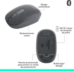 Mouse sem fio Logitech M196 com Conexão Bluetooth, Design Ambidestro Compacto — imagem 7
