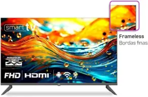 Smart TV HQ 43" Full HD tela sem bordas Android 12 design Slim HQS43NKHM — imagem 3